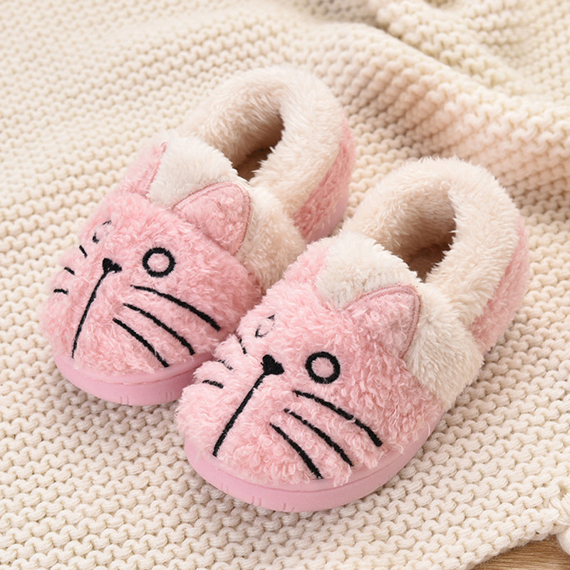 Cozy Cat Slippers for Toddlers - Warm Cotton Indoor Shoes