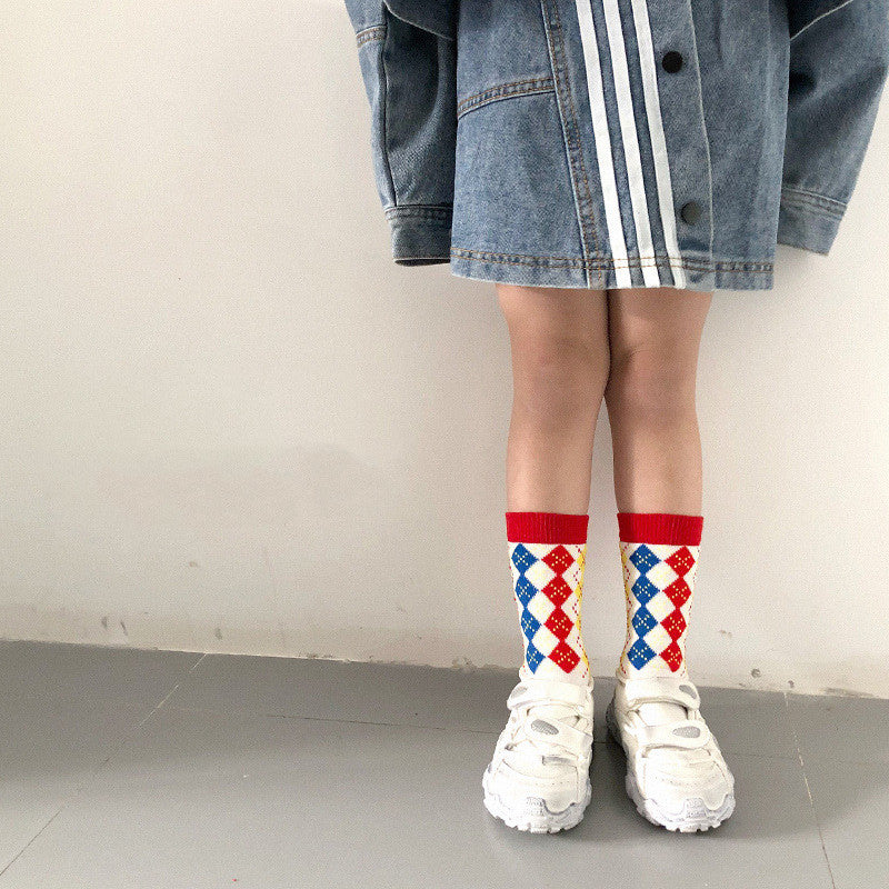 Cozy Rainbow Striped Tube Socks for Kids - Soft Cotton Mid-Calf Socks