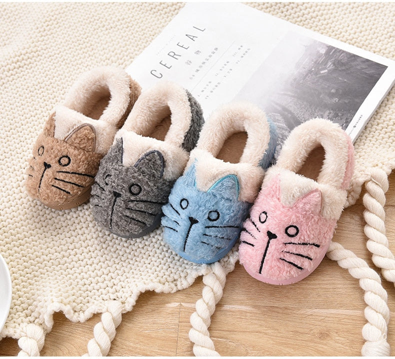 Cozy Cat Slippers for Toddlers - Warm Cotton Indoor Shoes