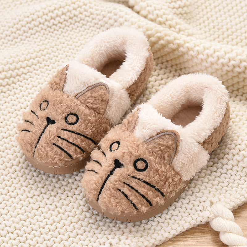 Cozy Cat Slippers for Toddlers - Warm Cotton Indoor Shoes