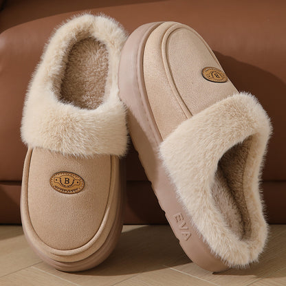 Men's Plush Suede Slippers - Warm Non-Slip Indoor House Shoes