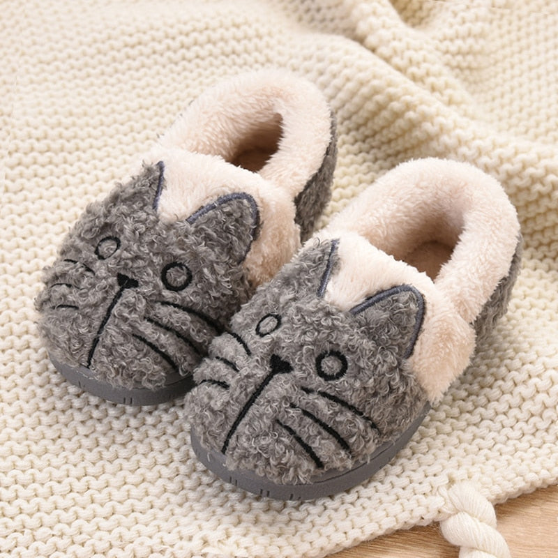 Cozy Cat Slippers for Toddlers - Warm Cotton Indoor Shoes