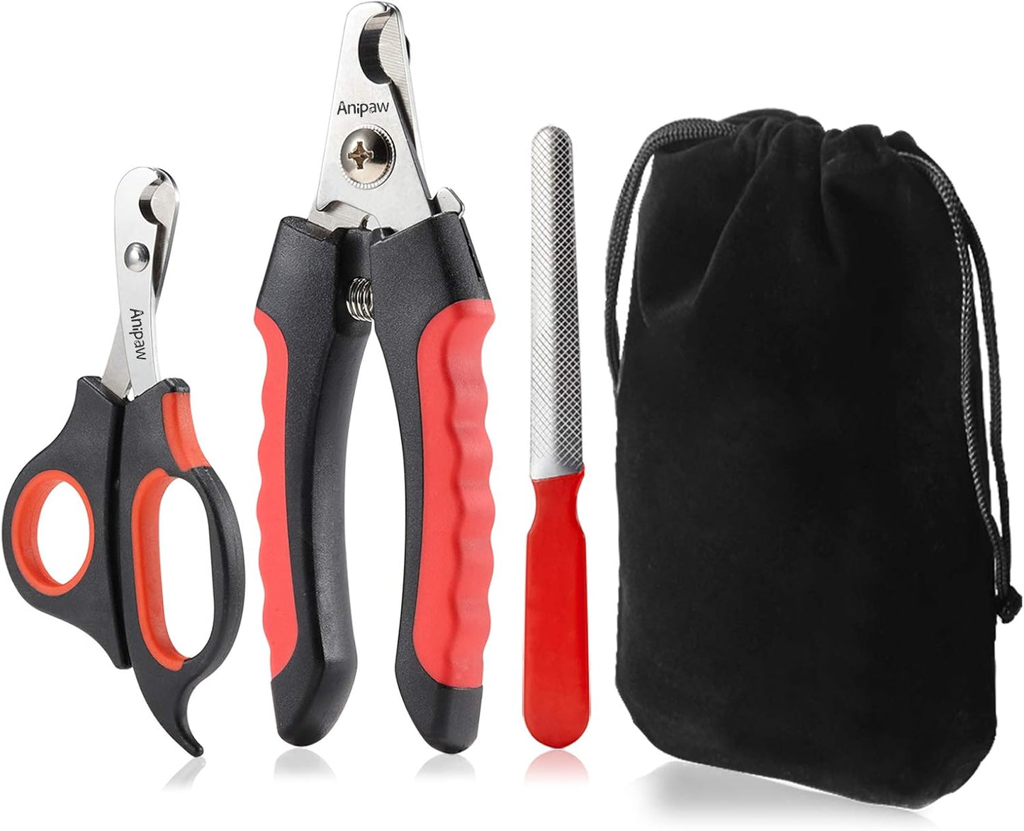 Dog Nail Clippers and Trimmer Set, Anipaw Stainless Steel Non Slip Handles & Razor Sharp Blades, Safety Guard to Avoid Over-Cutting, Grooming Tool for All Small Large Pets, Free Nail File