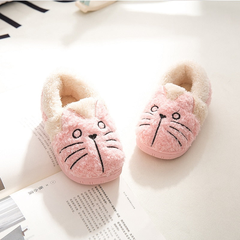 Cozy Cat Slippers for Toddlers - Warm Cotton Indoor Shoes