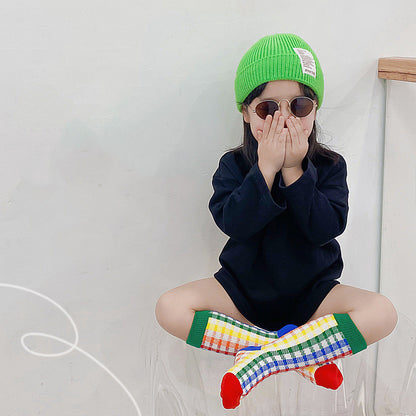 Cozy Rainbow Striped Tube Socks for Kids - Soft Cotton Mid-Calf Socks