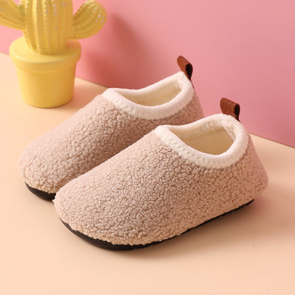 Kids Fleece-Lined Cotton Slippers - Non-Slip Warm Winter House Shoes