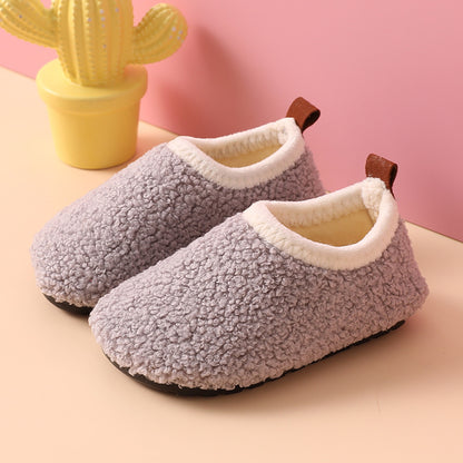 Kids Fleece-Lined Cotton Slippers - Non-Slip Warm Winter House Shoes
